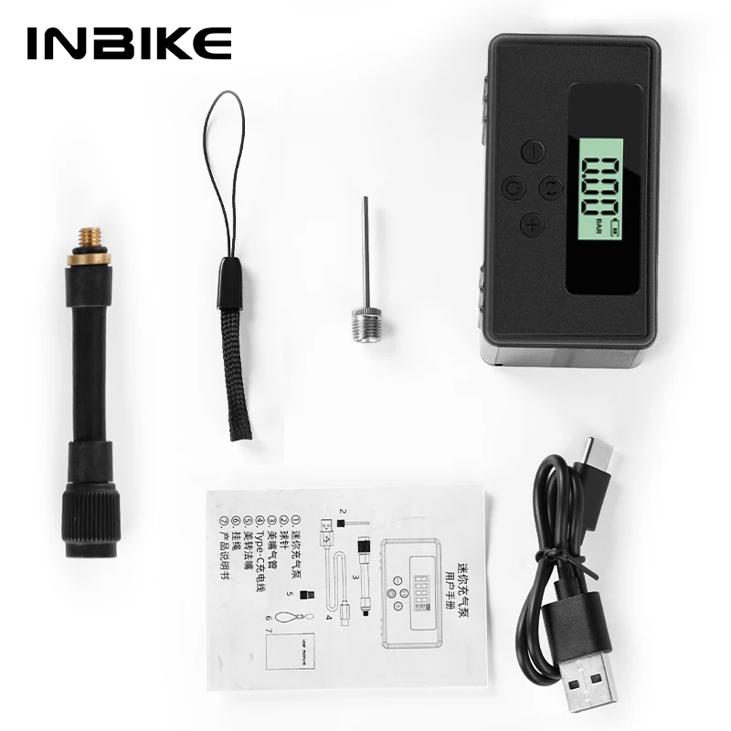 INBIKE портативный мини-электрический велосипедный насос 150PSI Type-C перезаряжаемый