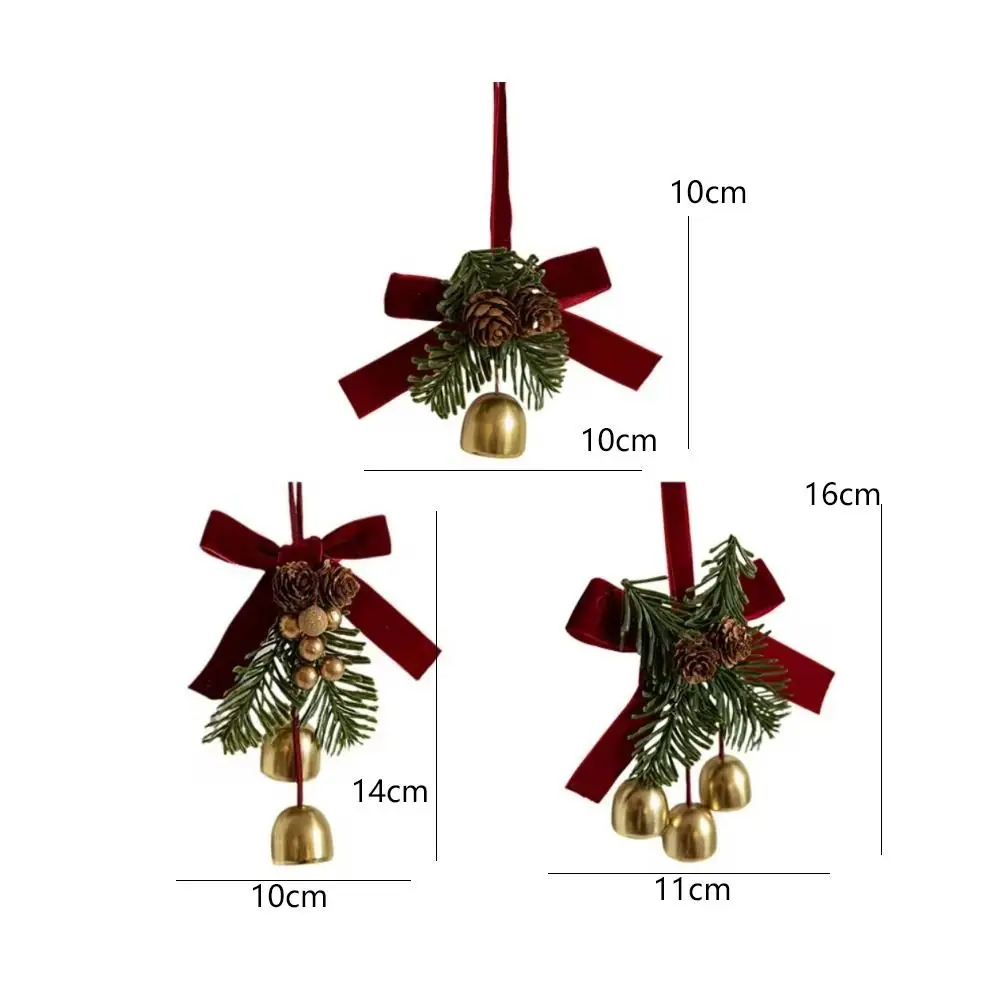 Красный Рождественский бархатный колокольчик с бантом металлический