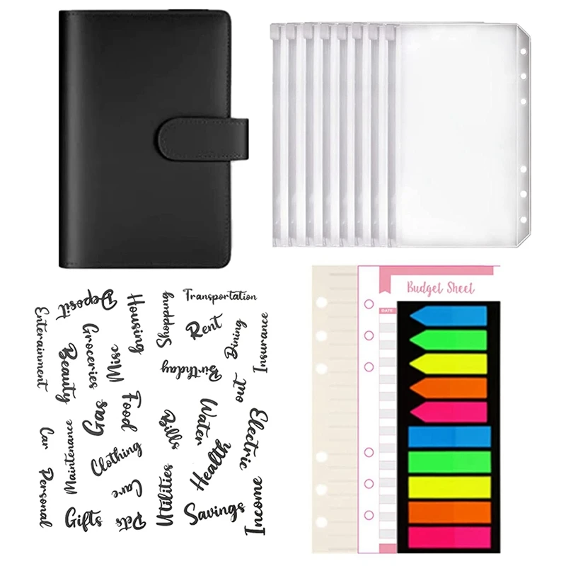 

Блокнот A6 из искусственной кожи, Органайзер-планировщик с дополнительной бумагой, бюджетные листы, наклейки, карман