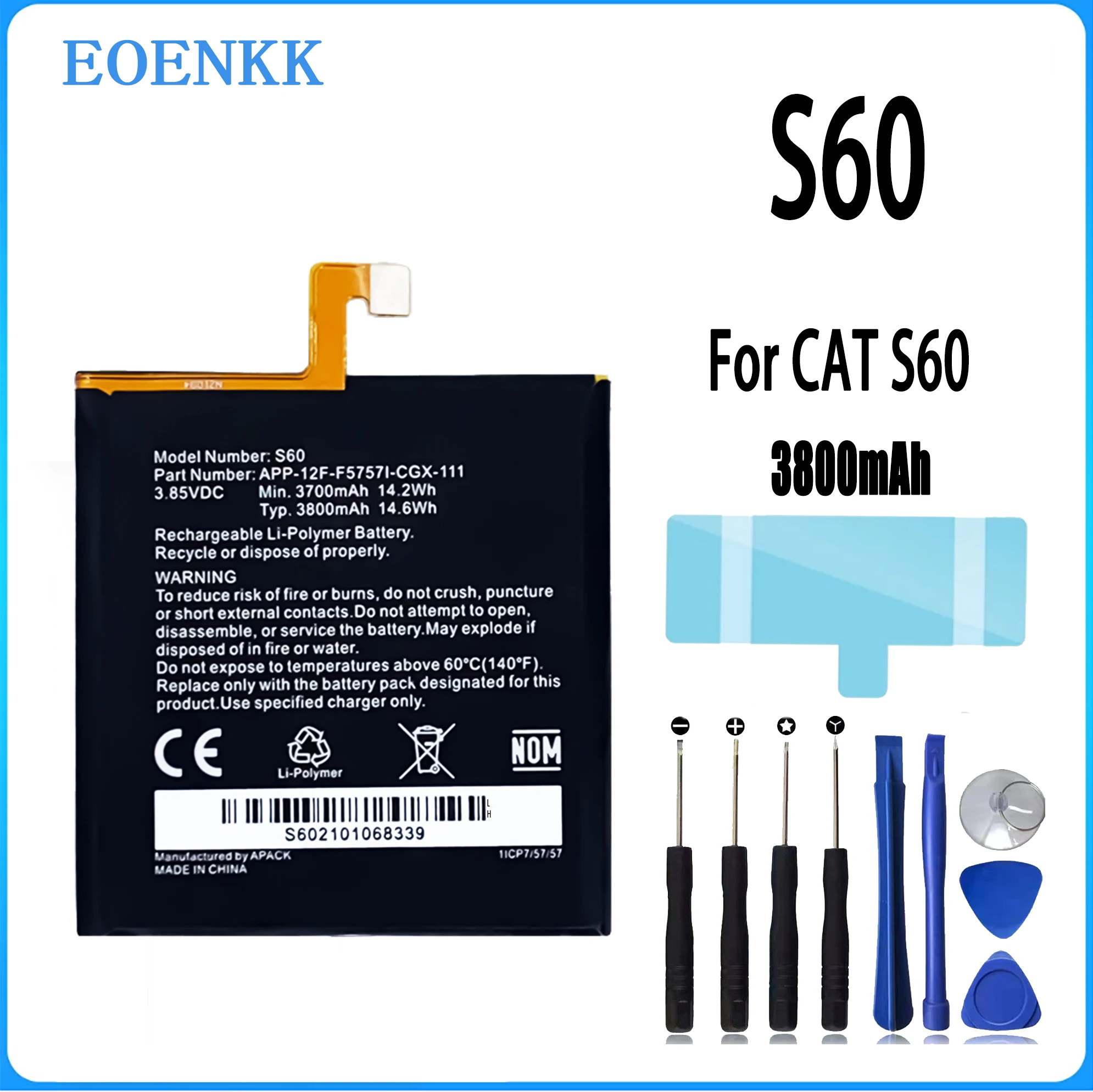 S60 Original Capacity For Caterpillar Cat S60 CUBA-BL00-S50-000 458002-S40 APP-12F-F57571-CGX-111 Mobile Phone Batteries Bateria