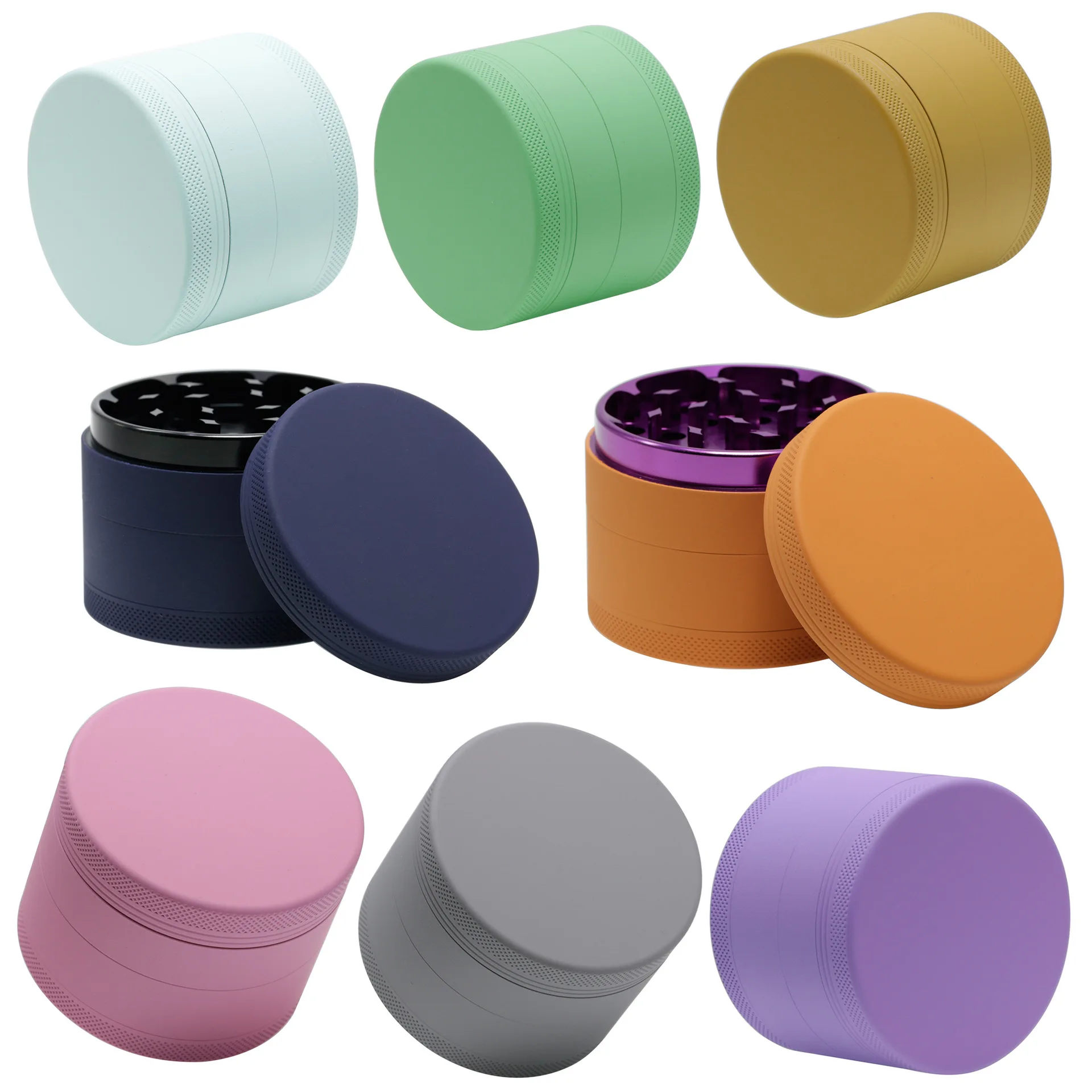 Color tooth grinding rubber paint four-layer flat plate diameter 63MM aluminum alloy cigarette grinder