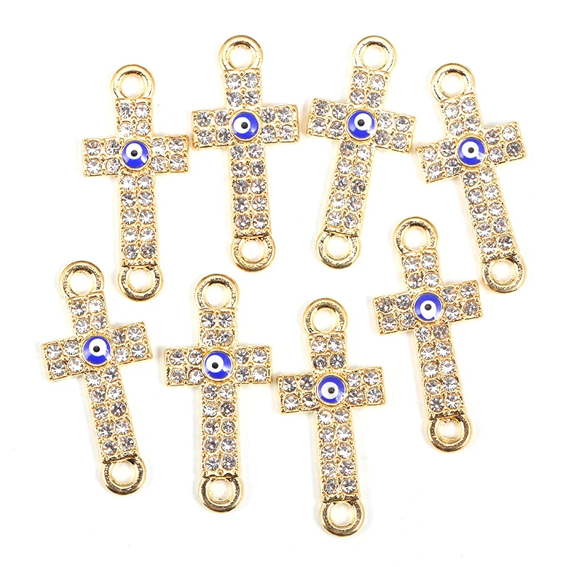 15Pcs 25*12MM Delicate Charm Alloy Cross Eyes Women's Pendant DIY Jewelry Necklace Bracelet Earrings Making Supplies Accessories