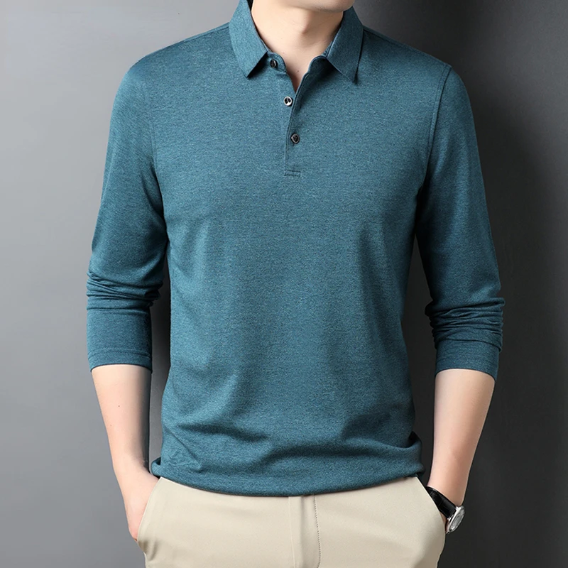 

Men's polo shirt 2022 Wool fashion Business classic casual top long sleeve cotton high quality Brand men's slim polo shirts