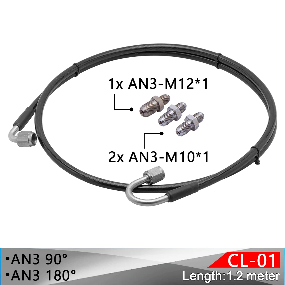 

Master To Slave Cylinder Complete Stainless Clutch line For 06-15 Honda Civic Si With 2AN3 to M10*1 and 1AN3 to M12*1 Fittings