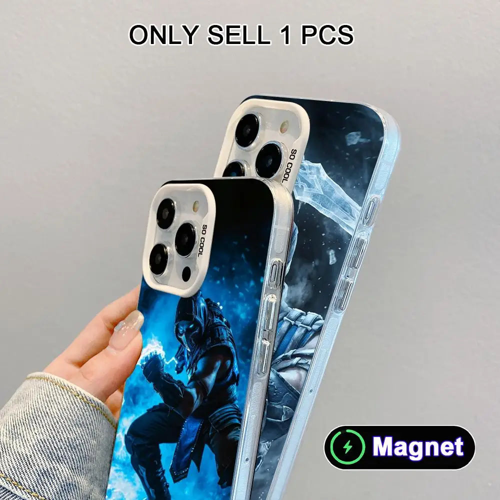 Фото Чехол для телефона Mortal Kombat Sub Zero для iPhone 17 16 15 14 13 12 11 X XR XS Air Pro Max Plus, цветной, серебристый, с магнитом №2