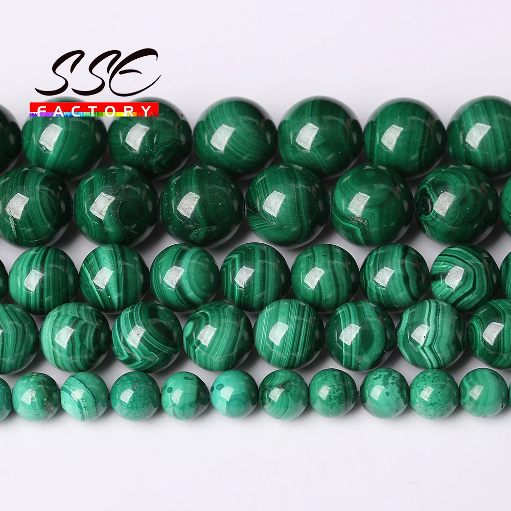 

AAAAA Natural Malachite Round Loose Beads Natural Genuine Stone Beads 4 6 8 10mm DIY Bracelet Necklace for jewelry making 15"