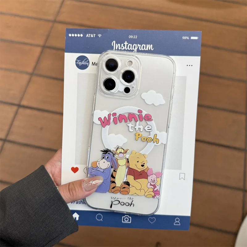 Милый чехол Eeyore Winnie the Pooh Tigger из ТПУ Magsafe с беспроводной зарядкой для iPhone 11 12 13 14 15 16