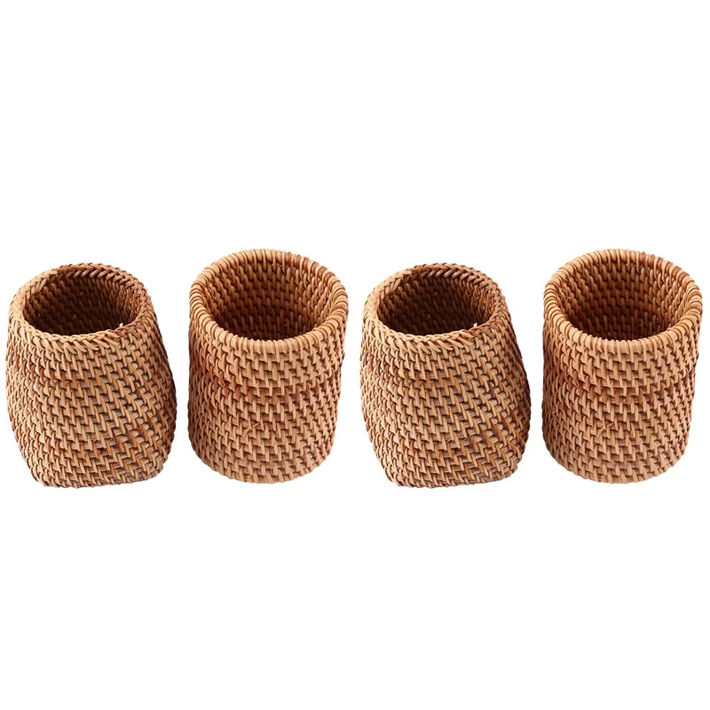 

Rattan Chopsticks Tube Shovel Spoons Bucket Dinner Knives Forks Tableware Storage Box Home Storage Baskets Organizer 4Pc