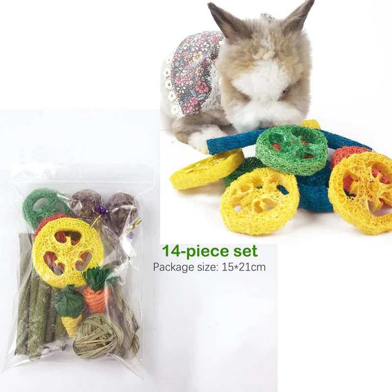 

Small Animal Chew Toys Bundle For Rabbit Bunny Hamster Guinea Chinchillas Tooth Cleaning Molar Grinding Toys Pet Accessories