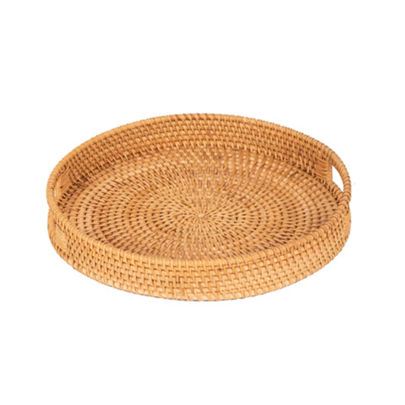 

Rustic Log Color Fruit Basket Handmade Rattan Woven Tray Ideal for Organizing Food and Small Items Various Sizes