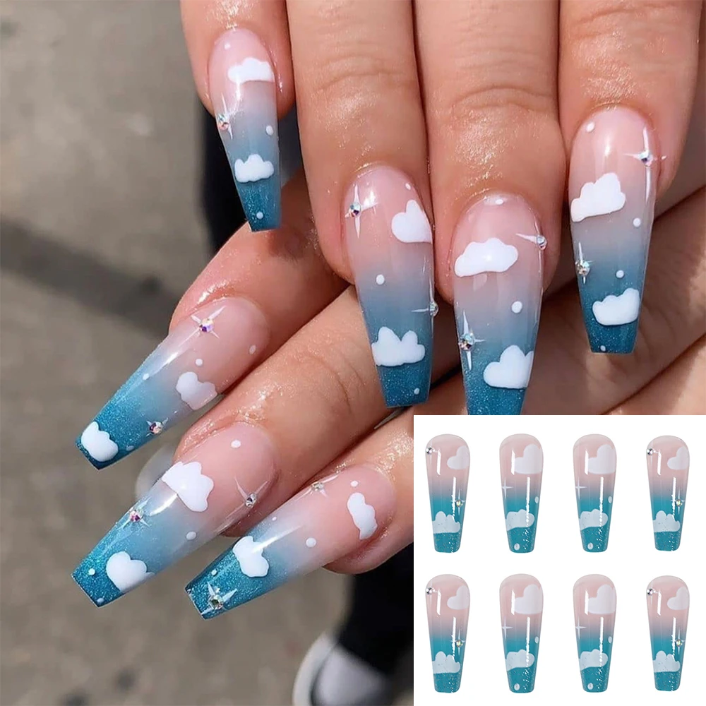 

Съемный инструмент для искусственного маникюра, модные женские накладные ногти, накладные ногти с длинными гвоздиками, 24 шт./кор.