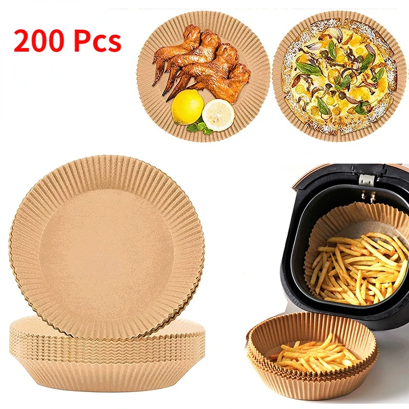 

200Pcs Air Fryer Disposable Paper Parchment Steamer Baking Paper AirFryer Accessories For Kitchen Bakeware Air Fryer Cheesecake