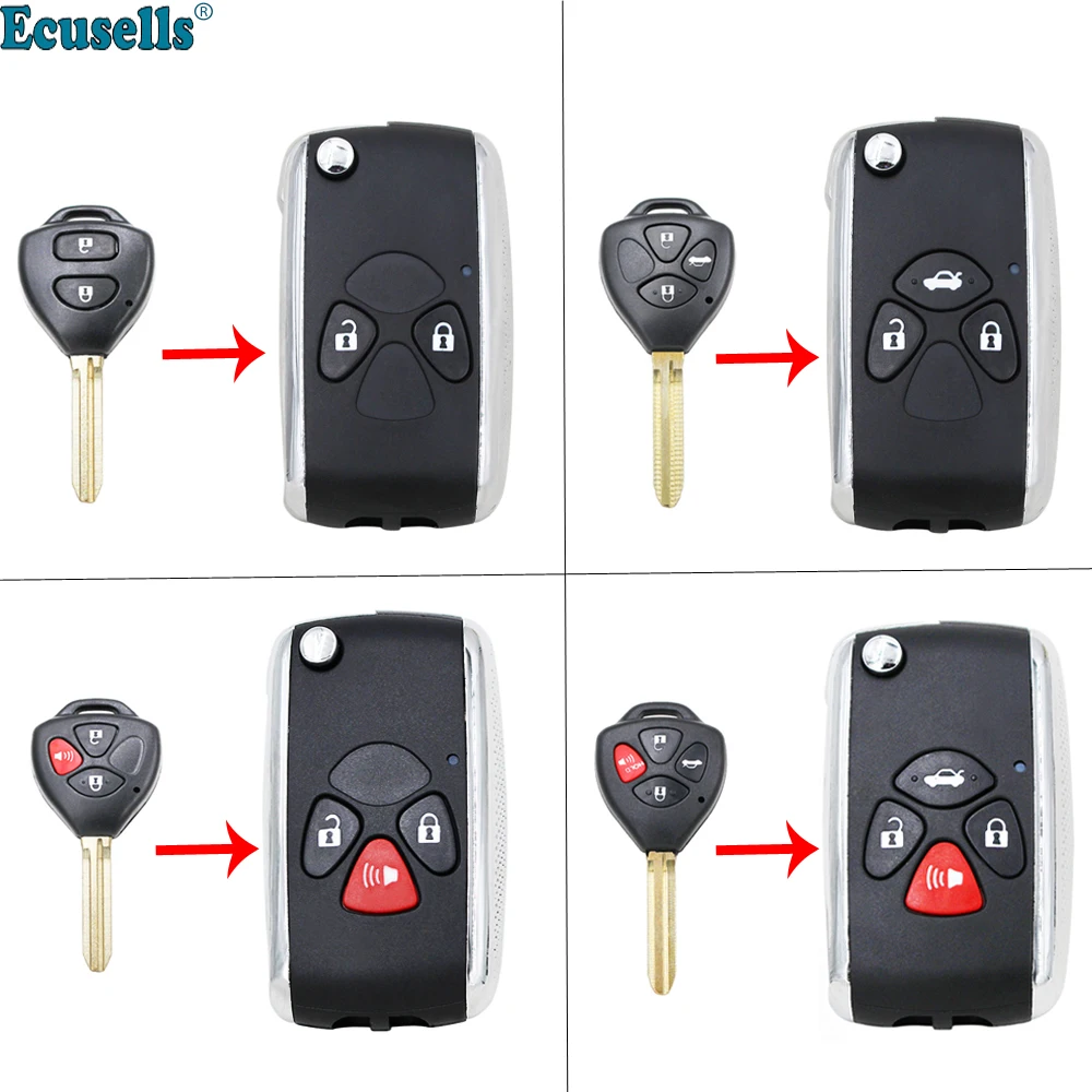 

2/3/4 buttons Modified flip Remote key shell case fob for TOYOTA Avalon Corolla Camry Prius RAV4 Auris Hilux Land Cruiser TOY43