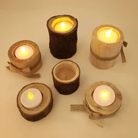 wooden candlestick succulent plant pot tray candle holder rustic wedding favors holiday party decoration diy tealight decor