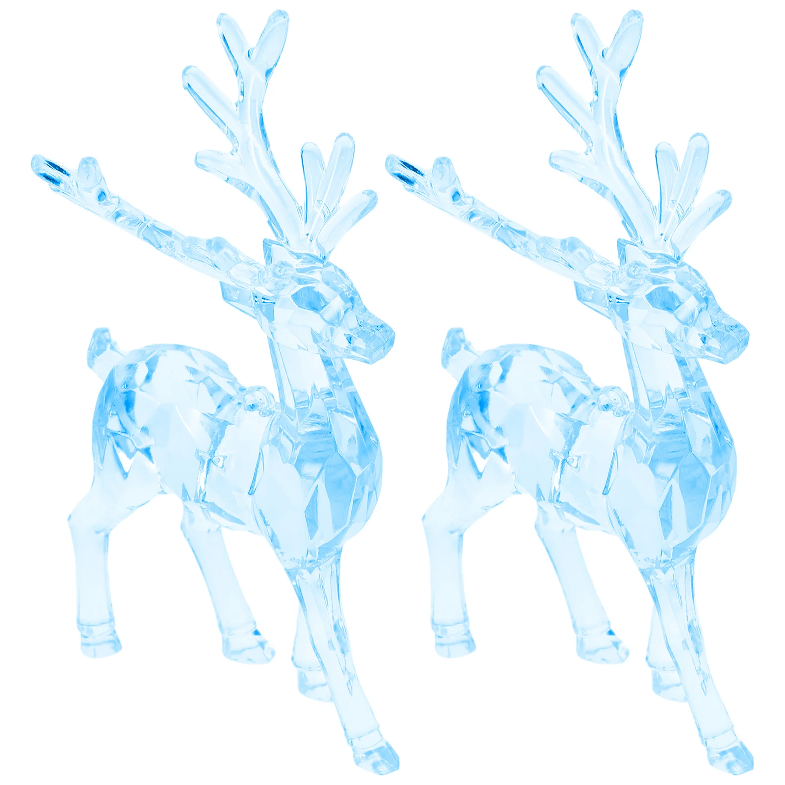 

Christmas Couple Deer Figurines Acrylic Reindeer Statue Clear Standing Elk Sculpture Collectible Xmas Tree Decor Blue