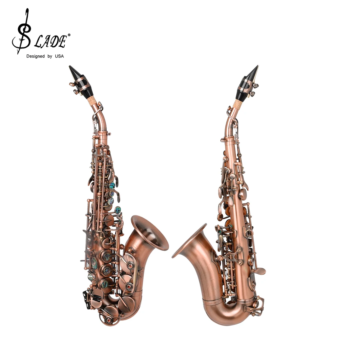 SLADE Bb Сопрано-саксофон морской корпус B плоские изгибы набор саксофонов с