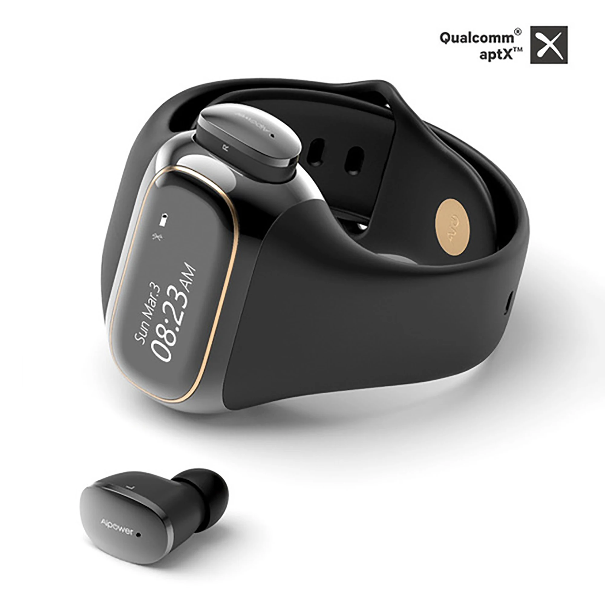 

Aipower Wearbuds True Wireless Earbuds Fitness Tracker 2 In 1 With Bluetooth 5, Aptx, Ipx6, Mono Mode, 5.5H Playtime, Heart Rate