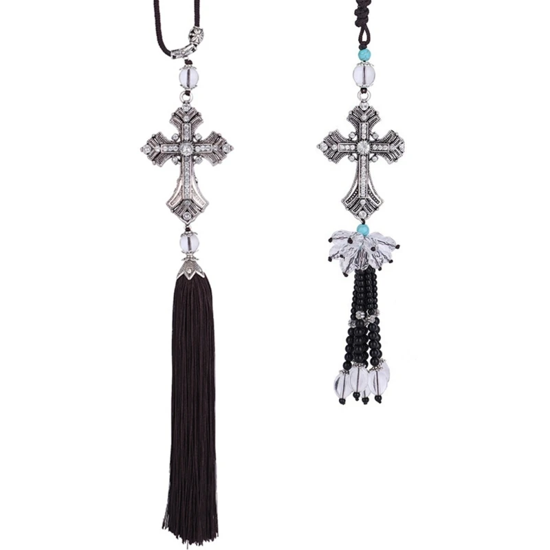 

Christian Car Pendant with Beads Crystal Car Rearview Mirror Ornaments