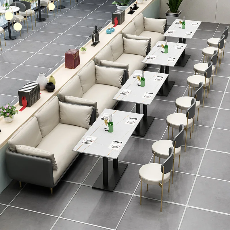 

Q112 Net Red Restaurant Milk Tea Shop Sofa Card Seat Cafe Western Restaurant Clear Bar Bar Dessert Shop Table and Chair Combina