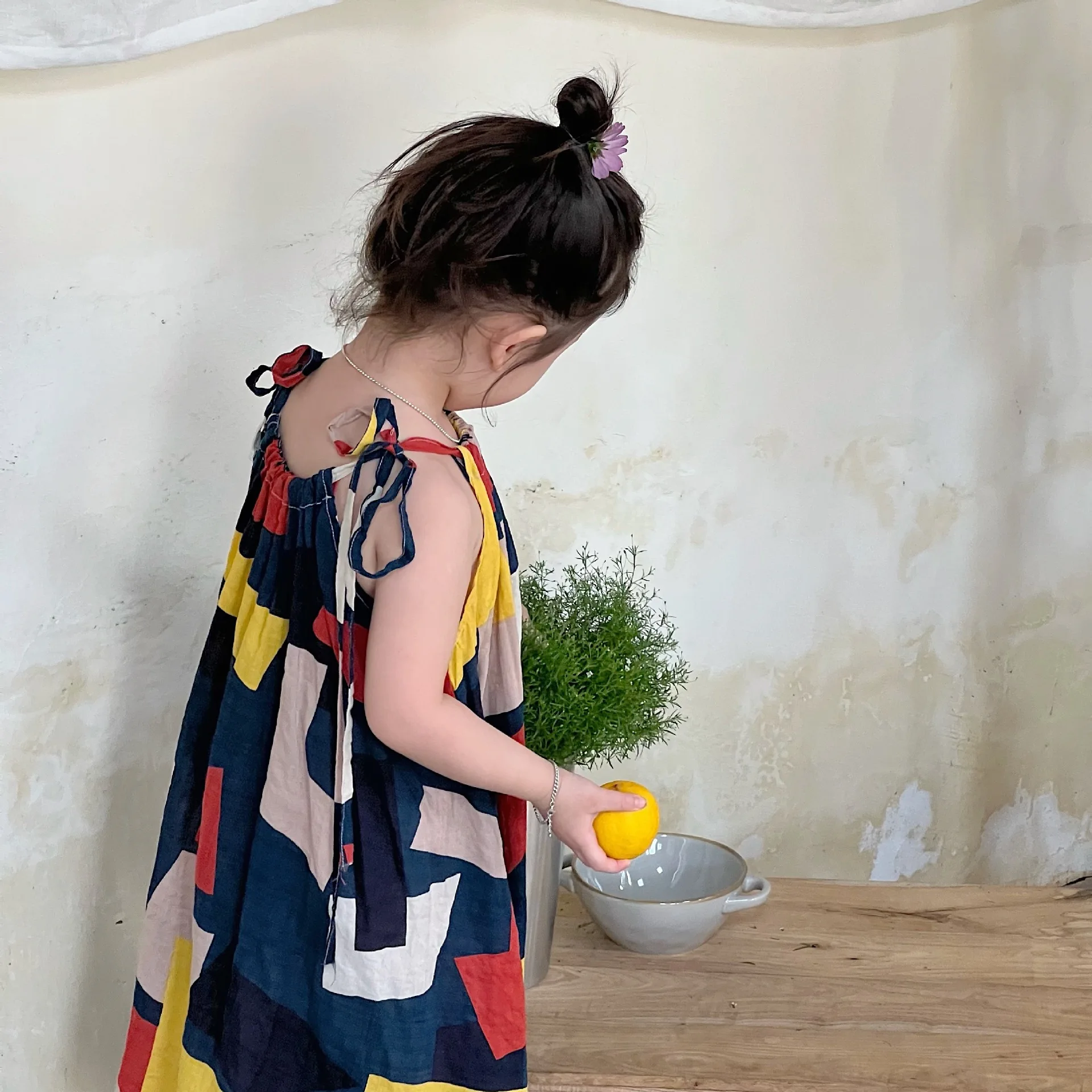 

Korean Children's Clothing 2022 Summer New Girls Suspender Sleeveless Cotton A-Line Cotton Dress