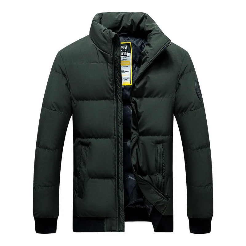 

Men Slim Down Jackets Stand Collar Winter Coats Casual Jaquetas New Fashion Male Thicker Warm Fit Parkas Short Winer Jackets 4XL