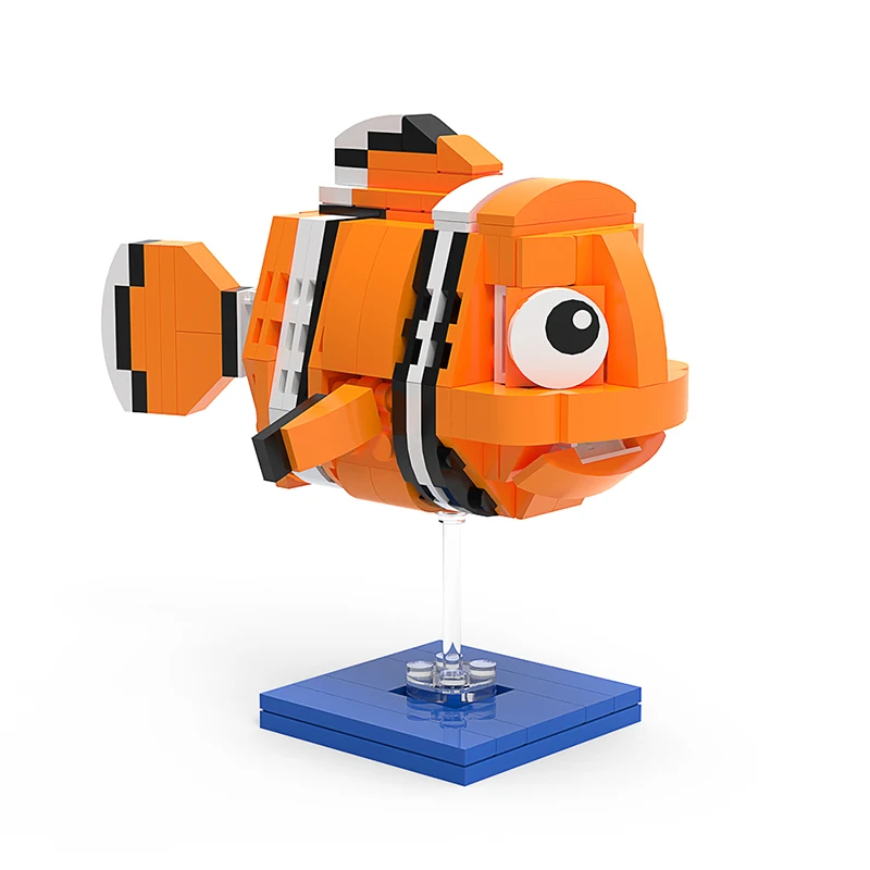 

MOC Fish Brick Model Cartoon Nemoed Sea Animal Clown Fish Dolly Building Blocks Classic Anime Character Assembling Children Toy