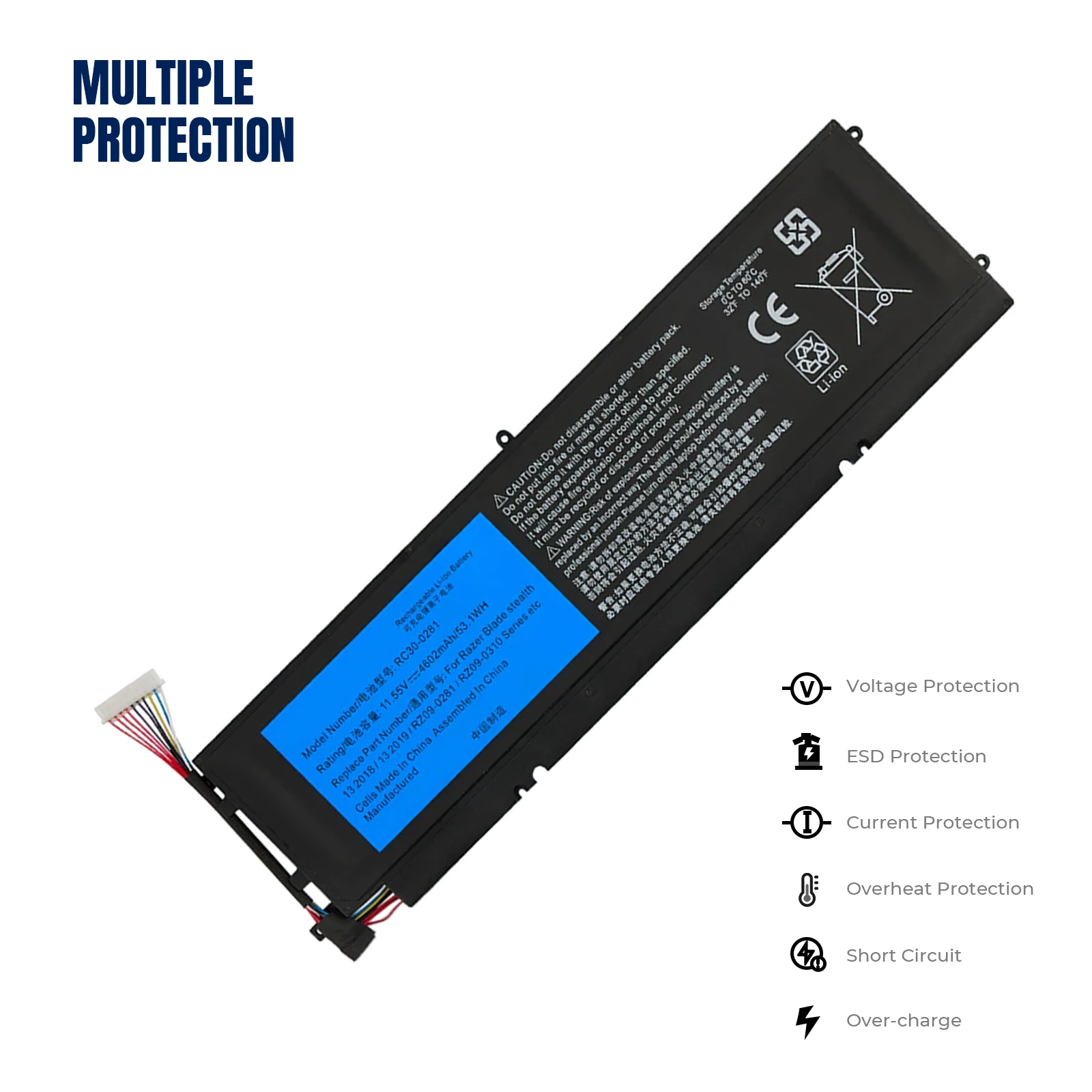 YOOFAN Batería Original para ordenador portátil Razer Blade Stealth 13 11 55 2018 2019 RC30-0281 RZ09-02810E71