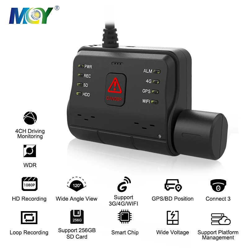 

4CH 1080P HD Mini Mobile DVR 4G WIFI GPS Live Streaming Dash Cam Recorder for Heavy Goods Vehicles Truck