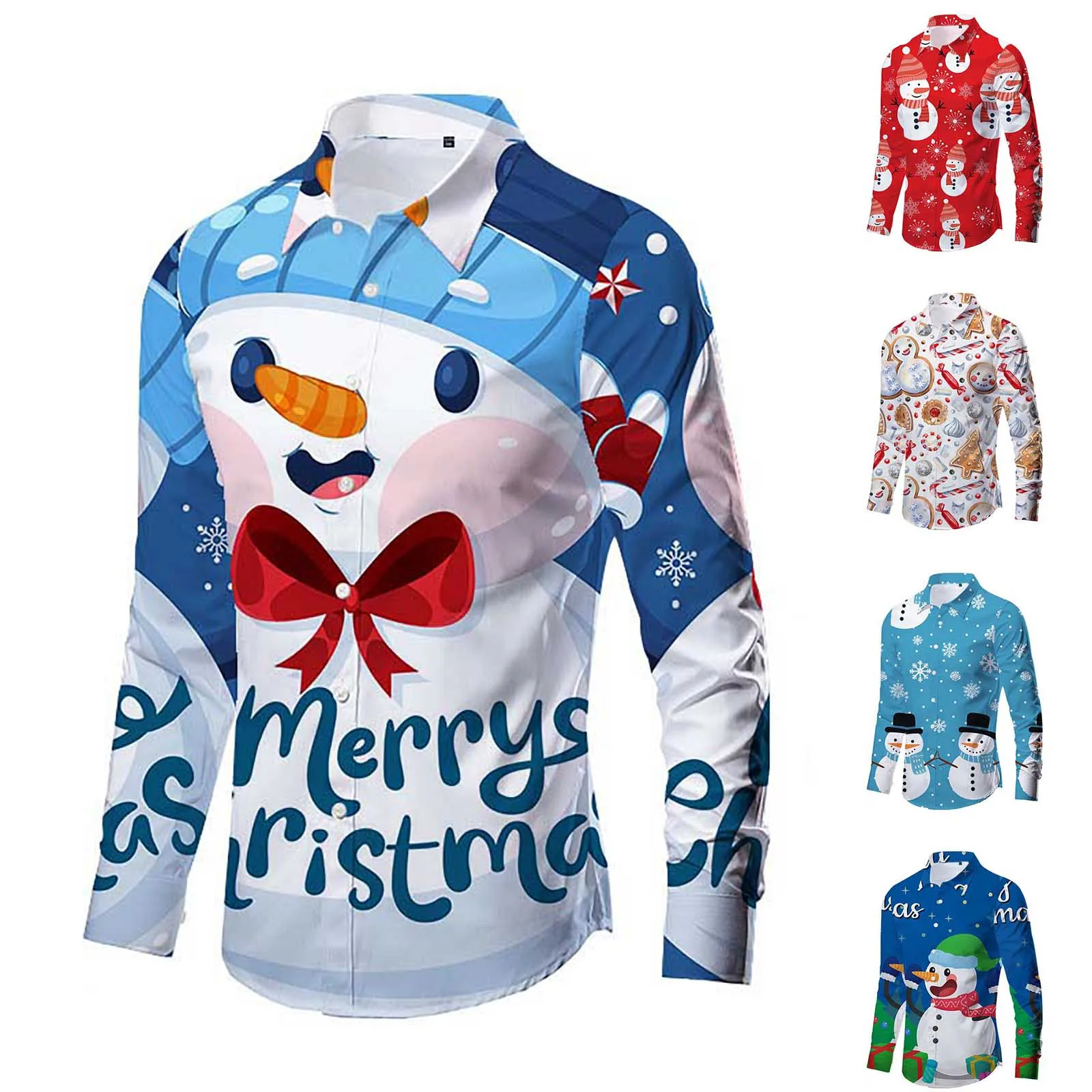 

Man'S Christmas Shirt Long Sleeve Christmas Print Male Leisure Style Shirt Fall Winter Beachwear Button Handsome Men