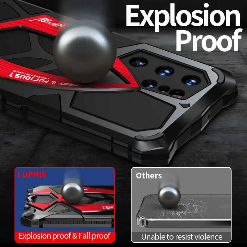 For Samsung Galaxy S22 Ultra Luphie Rugged Phone Case Full Protection Armor 5G Shockproof Metal Fundas Shell Bumper