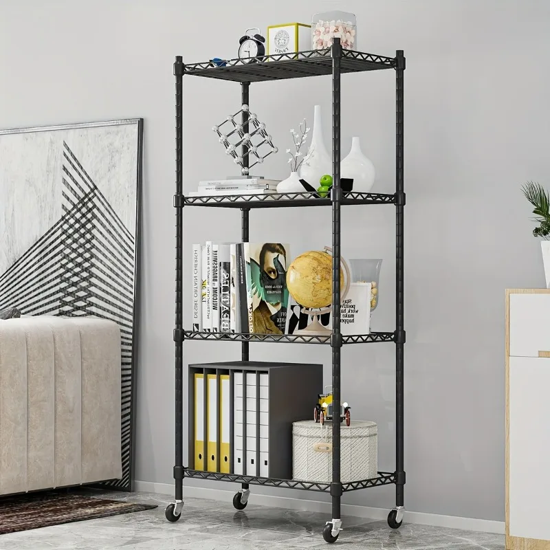 

1pc Storage Rack With Fence,Oven Pot And Bowl Rack,Home Living Room Standing Storage Shelf,Multi-layer Floor-to-ceiling Storage