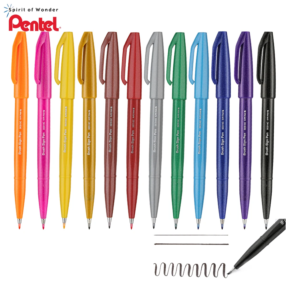 1pc Pentel SES15C Soft Brush Beautiful Painting Drawing Hook