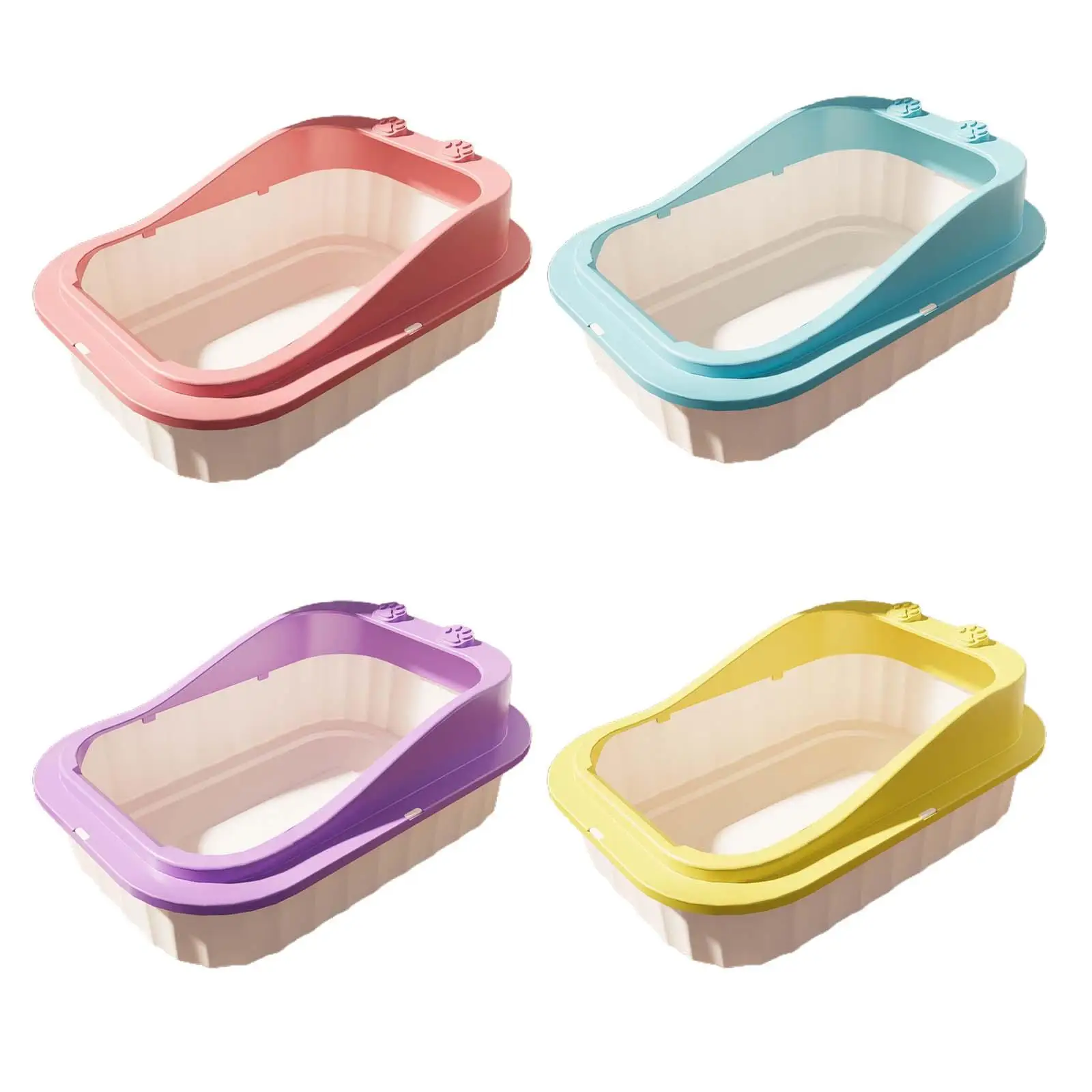 Open Air Bedpan Pet Litter Tray With Rim Semi Closed Cats Litter Pan Cat Litter Tray Cat Toilet Kitten Litter Pan