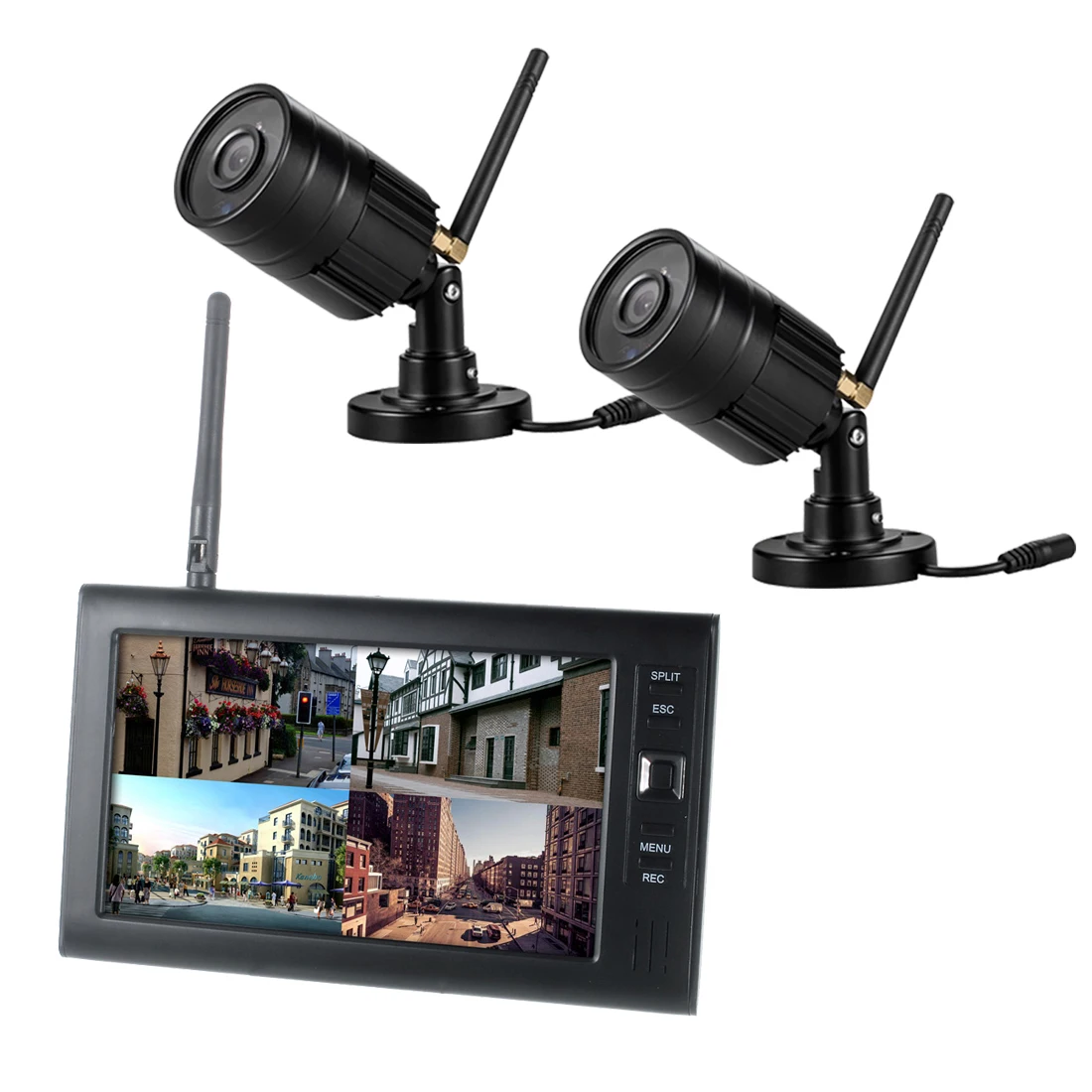 

7" lcd cctv security system 2.4G wireless camera video surveillance set motion IR camera dvr kit sd with recording