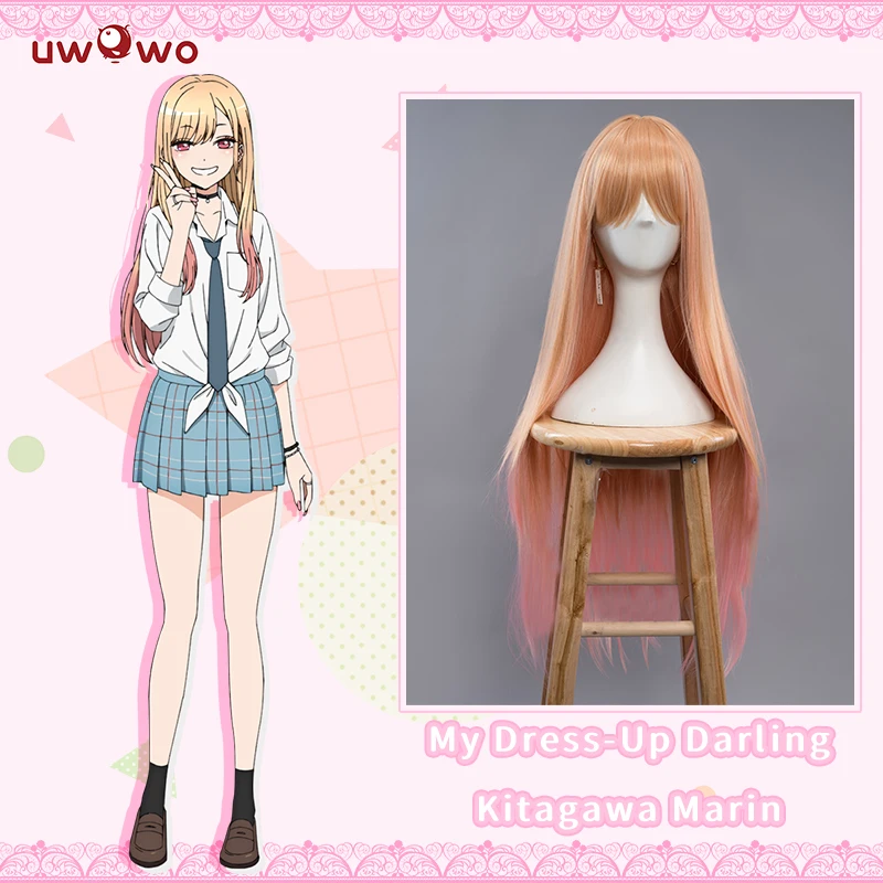 UWOWO Anime My Dress-Up Darling Marin Kitagawa Cosplay Wig Yellow-Pink Gradient 80CM Long Hair