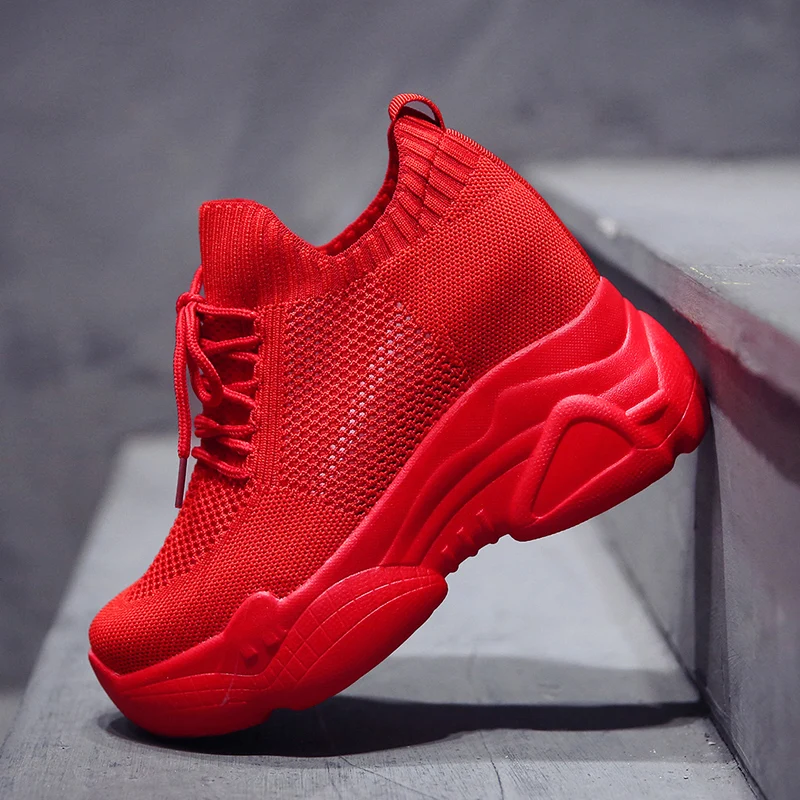

9CM Hidden Heels Platform Sneakers Women Breathable Air Mesh Wedge Sock Shoes Woman 2021 Spring Casual Shoes Zapatos De Mujer