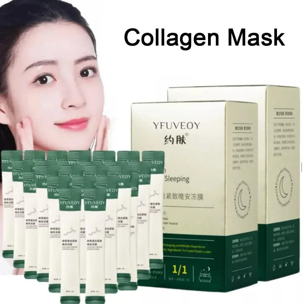 

20Pc/box Collagen Night Sleeping Mask Freeze Film Hydrating Shrinkage Pores Whitening Mask Moisturizer Replenishment Mask
