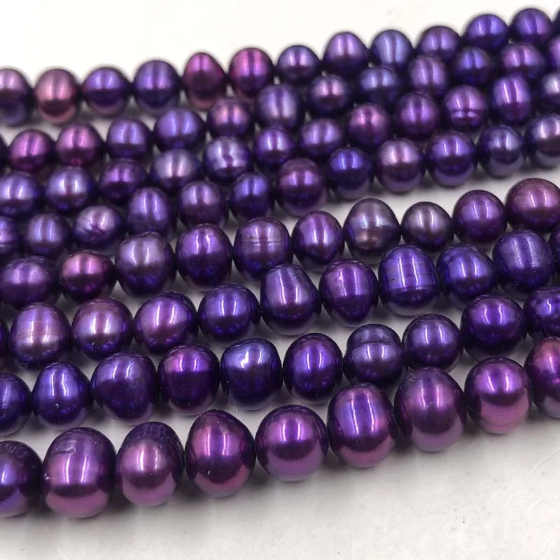 ELEISPL Wholesale 8 Strands Violet Cultured Freshwater Loose Pearls Strings 6-7mm #22010331-７