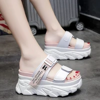 platform slippers womens ins fashion outerwear 2022 summer new versatile height increasing insole platform slippers 9cm