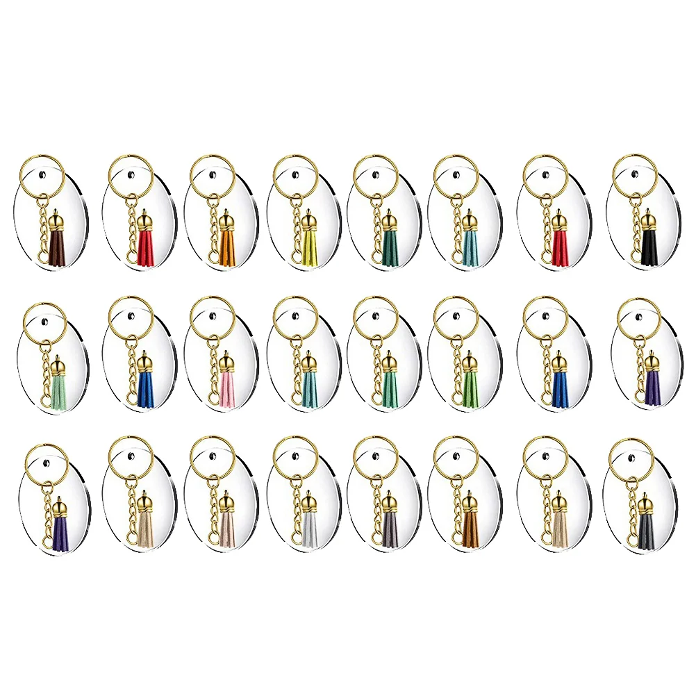 96 Pcs Keychain Tassel Bulk Key Chains Crafts Key Ring Disc Set Key Ring Making Supplies Rings Set