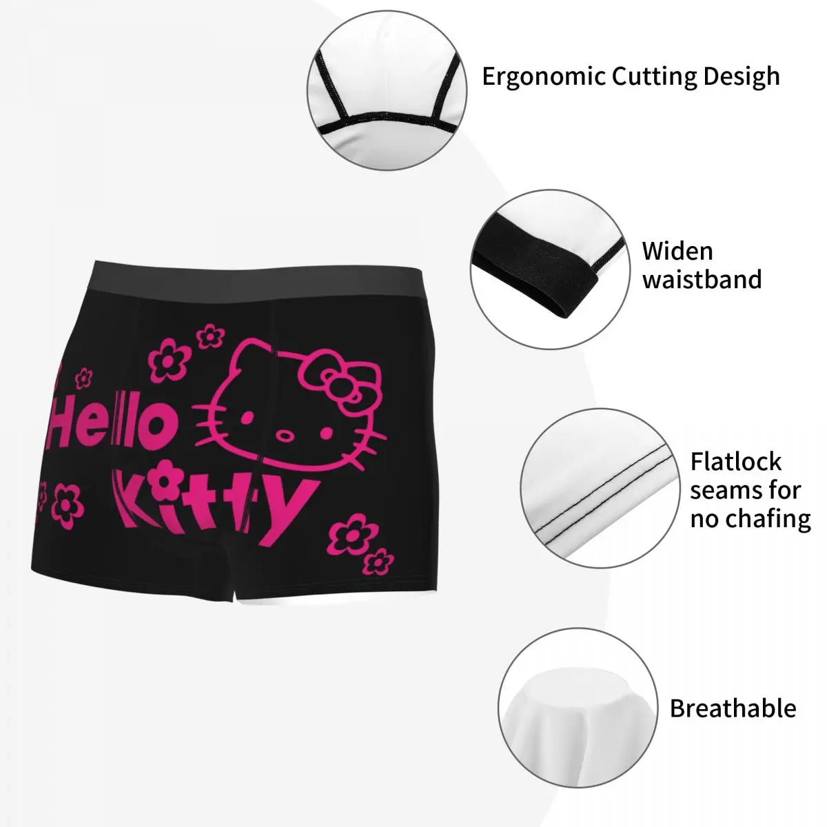 Боксеры с рисунком Hello Kitty на заказ шорты мужские трусы нижнее белье крутые