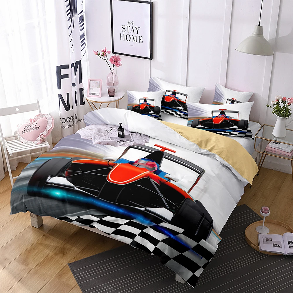 

Гоночный комплект постельного белья 3d автомобильное стеганое одеяло двойной полный Королевский Большой размер с наволочкой домашний текс...