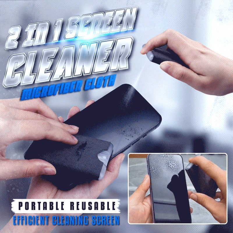 2 in 1 Bildschirm Reiniger und Mikrofaser Tuch Touchscreen Nebel Reiniger Bildschirm Reiniger Spray für Alle Handys Laptop Tablet Bildschirme