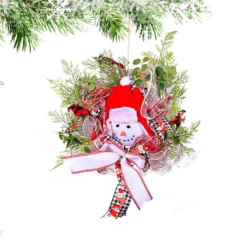 

Рождественский венок со снеговиком, шелковая лента, искусственный венок со снеговиком, праздничная гирлянда, подвесной венок для двери, настенной и внутренней стены