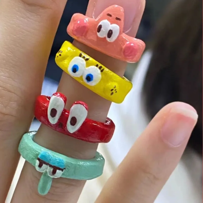 4 шт. новый стиль квадратные штаны Губка Боб Хорошие друзья окрашенное кольцо