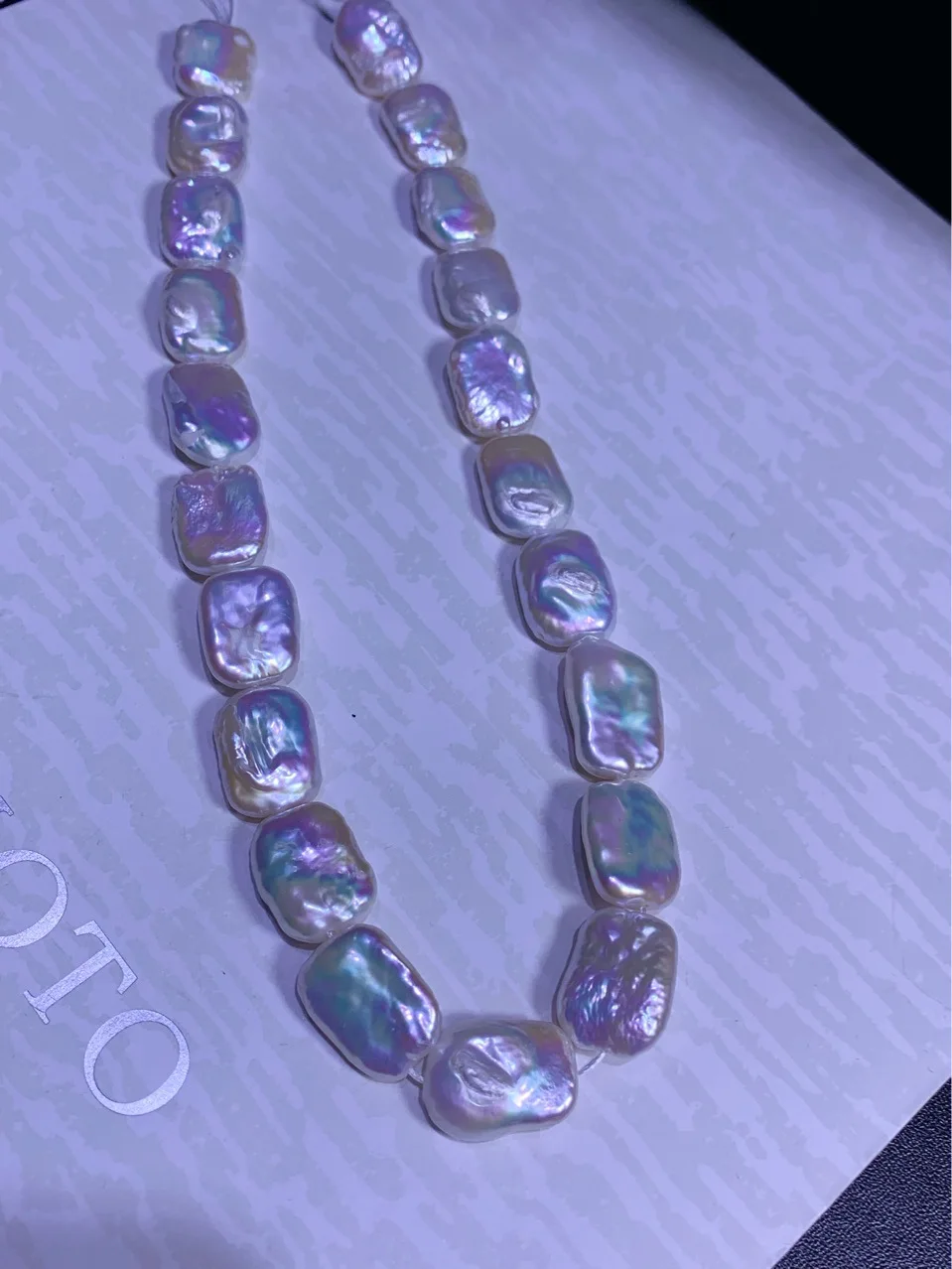 Dazzle colour light semi-finished products Diy baroque square shaped pearl necklace