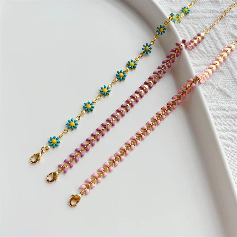 

KKBEAD Flower Daisy Chain Link Bracelet for Girl Friend Bracelets 2023 Dropshipping Jewelry for Women Bijoux Pulseras Femme
