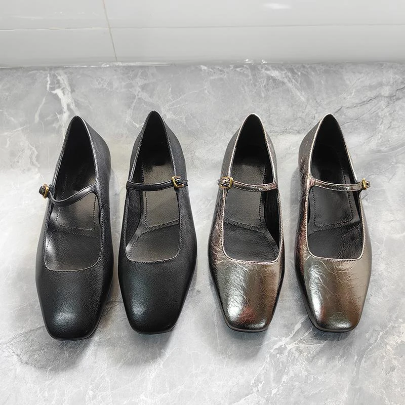 Garaouy 2024 новые женские весенние летние модные туфли с квадратным носком Мэри Джейн