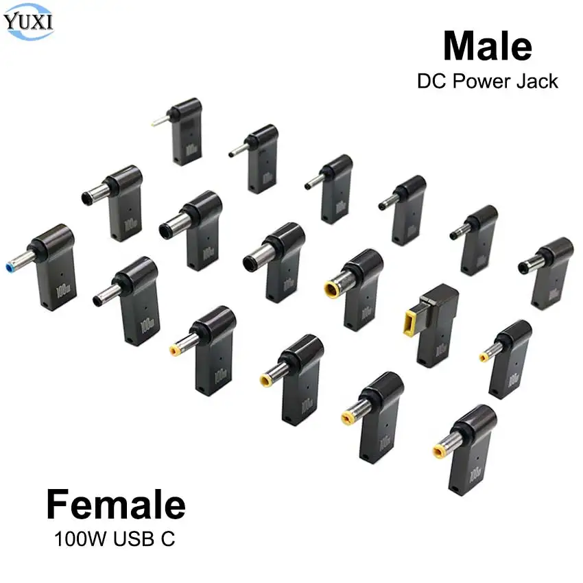 

Разъем питания YuXi 100 Вт USB Type-C на Dc, USB C на универсальный адаптер питания для ноутбука, конвертер с вилкой для Asus, Dell, HP, Lenovo