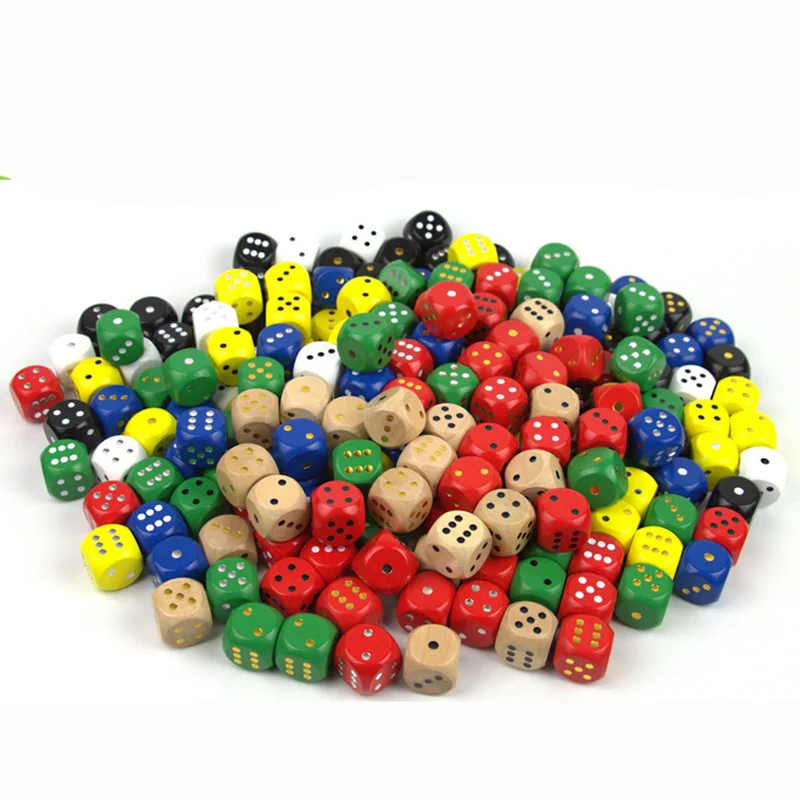 

10 pcs/set 16mm Point Cubes Round Coener Dice Set Wooden 6 Sided Colorful Point Dice Board Game Accessory